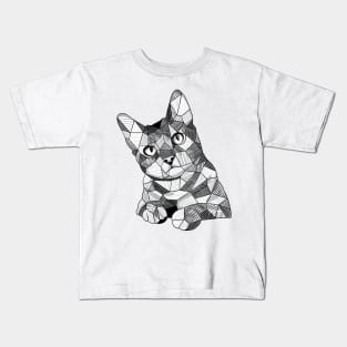 Geometric Sketchy Cat Kids T-Shirt